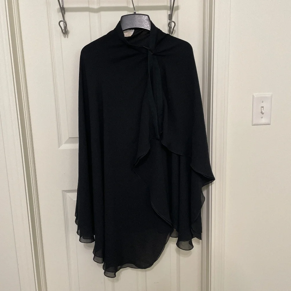 VintageLady Continental Boutique Black Chiffon Evening Cape Wrap‎ Sheer